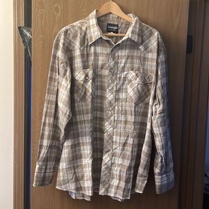 Wrangler western pearl snap XXL gray, tan , white